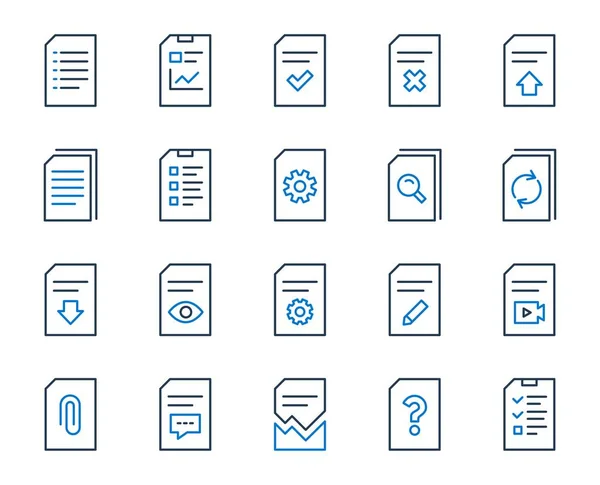 Dokumentzeilen-Symbole. Bericht, Checkliste und Kopie. Vektor — Stockvektor