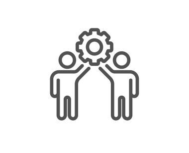 Çalışanlar takım çalışması satırı simgesi. İşbirliği işareti. Geliştirme ortakları. Vektör