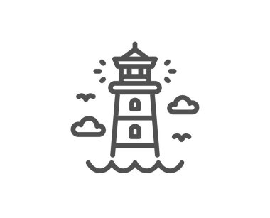 Deniz feneri simgesi. Beacon kulesi tabelası. Projektör. Vektör