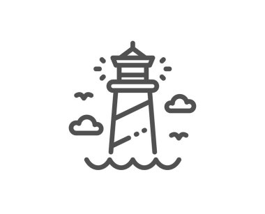 Deniz feneri simgesi. Beacon kulesi tabelası. Projektör. Vektör