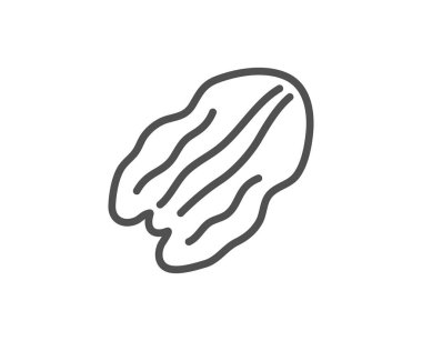 Pekan somun çizgi simgesi. Lezzetli protein işareti. Vegan yemek. Vektör