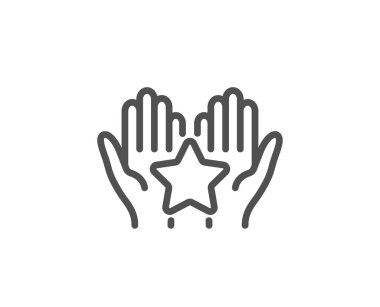 Sıralama satırı simgesi. Elinde yıldız işareti var. En iyi rütbe. Vektör