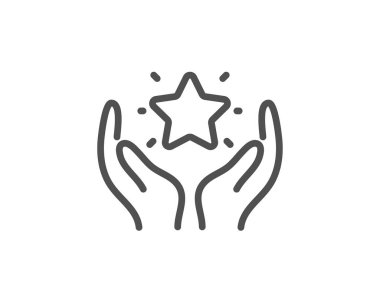 Sıralama satırı simgesi. Elinde yıldız işareti var. En iyi rütbe. Vektör