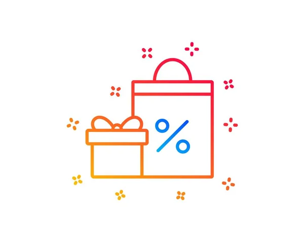 Gift box with Shopping bag line icon. Present. Vector