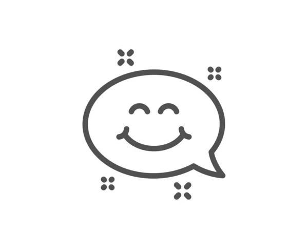 Smile chat line icon. Happy face sign. Emoticon speech bubble. Vector