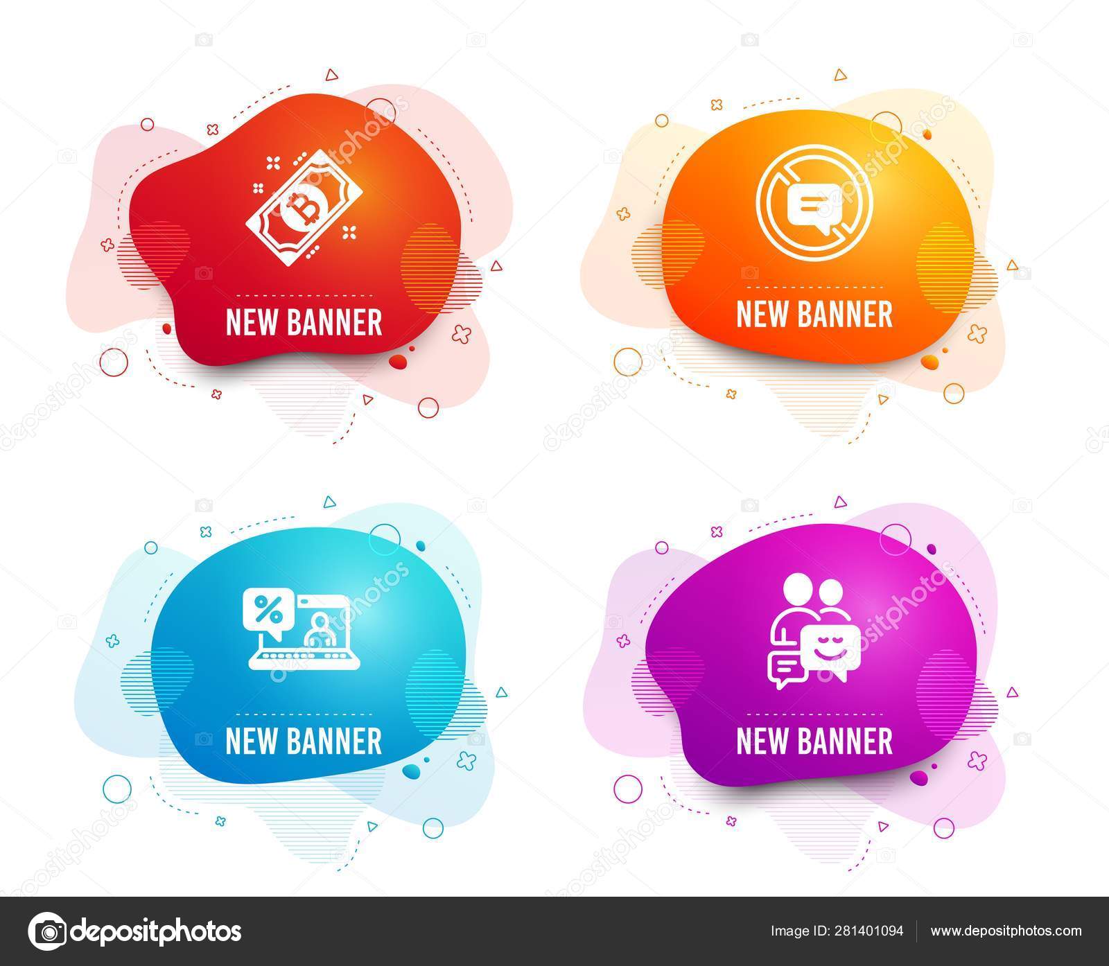 Bitcoin Online Loan And Stop Talking Icons Communication Sign - 