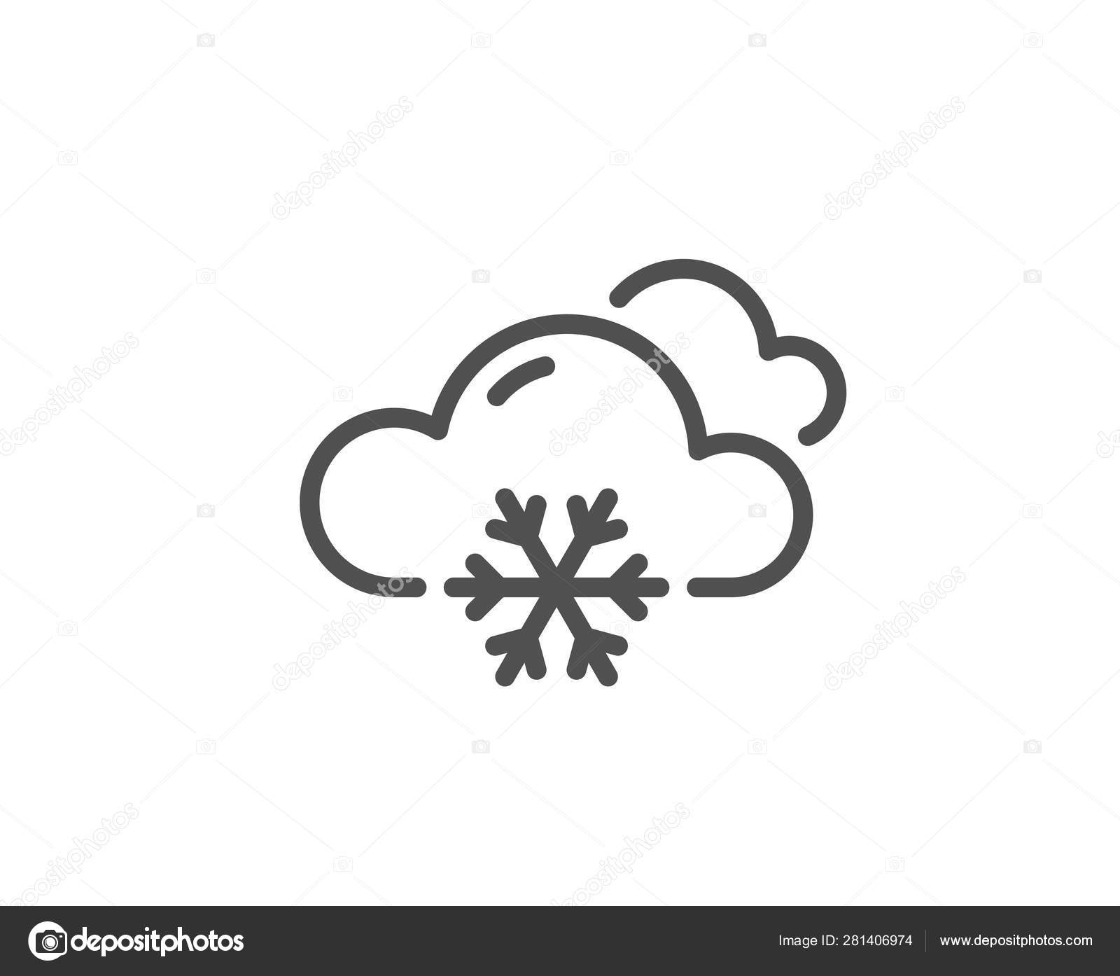 雪天気予報ラインアイコン 雪の兆候を持つ雲 曇り空 ベクトル ストックベクター C Blankstock