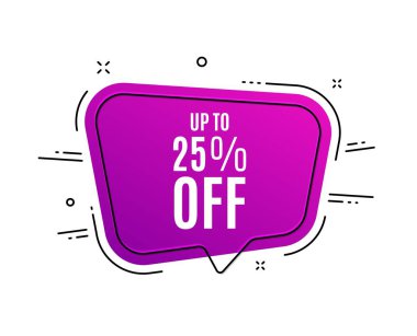 İndirimde %25'e varan indirim. İndirim teklif fiyat işareti. Vektör