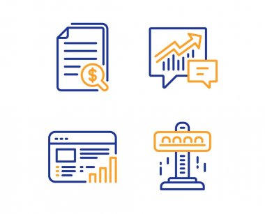 Web raporu, Finansal belgeler ve Muhasebe simgeleri ayarlanır. Cazibe işareti. Vektör