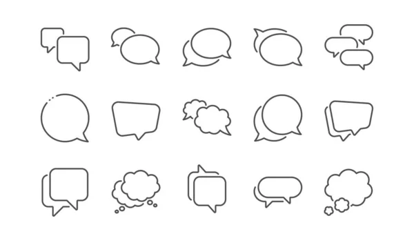 Burbujas de voz línea iconos. Mensaje de redes sociales, burbujas cómicas y chat. Conjunto lineal. Vector — Vector de stock