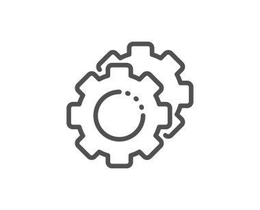 Ayarlar dişliler çizgi simgesi. Cogwheel işareti. Çalışma süreci. Vektör