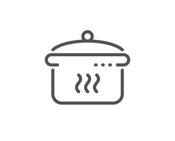 Icono de línea de sartén hirviendo. Signo de cocina. Preparación de alimentos. Vector — Vector de stock