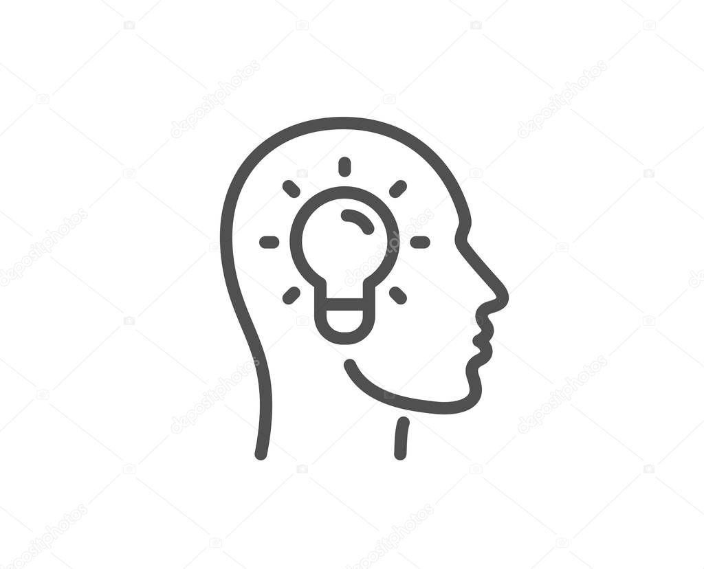 Idea head line icon. Lightbulb sign. Core value. Vector