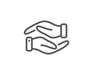 Yardım el çizgisi simgesi. Hayırseverlik jest idamı. Vektör