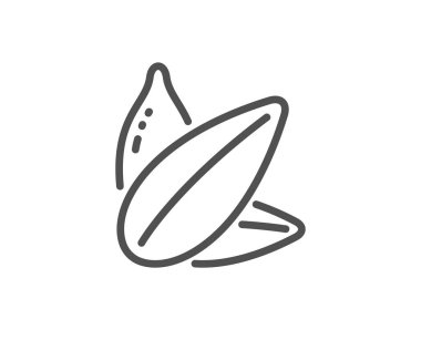 Ayçiçeği tohumu çizgi simgesi. Lezzetli tohumlar işareti. Vegan yemek. Vektör