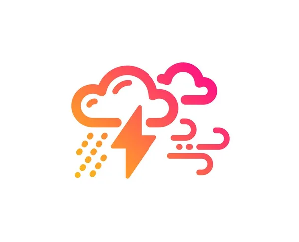 Moln med regndroppar, blixtnedslag, vind ikon. Dåligt väder tecken. Vektor — Stock vektor
