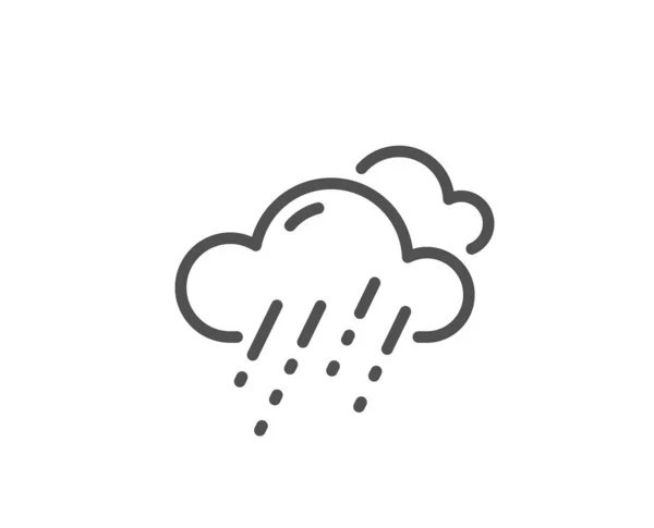 Icône de ligne météo pluvieuse. Nuages avec signe de pluie. Ciel nuageux. Vecteur — Image vectorielle