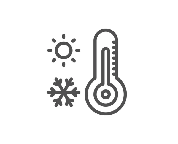 Wetterthermometer-Zeilensymbol. Winterschneeflocke, Sonnenzeichen. Vektor — Stockvektor