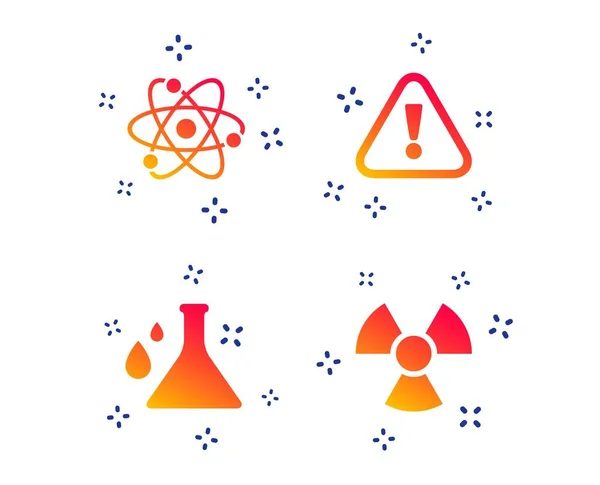 Attention radiation icons. Chemistry flask. Vector — Stock Vector