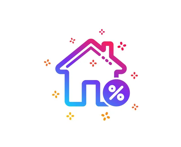 Icône pourcentage maison de prêt. Panneau de réduction. Vecteur — Image vectorielle