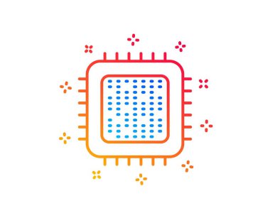 Cpu işlemci satırı simgesi. Bilgisayar bileşen işareti. Vektör
