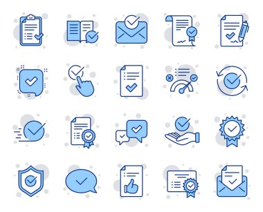 Satır simgelerini onaylayın. Kontrol Listesi, Sertifika ve Ödül Med Seti