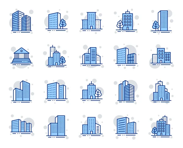 Buildings line icons. Bank, hotel, courthouse. City architecture