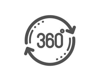 360 derece lik ikon. Tam dönüş işareti. Vr teknoloji simülasyonu. Vektör