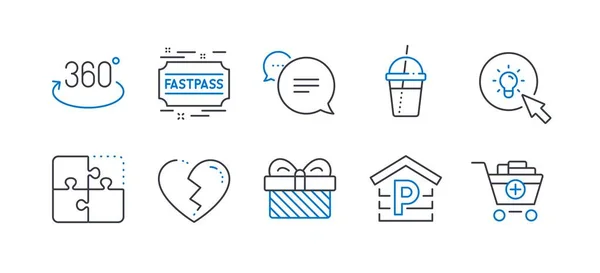 Reihe von Business-Symbolen, wie Puzzle, Geschenk, Parkplatz. Vektor — Stockvektor