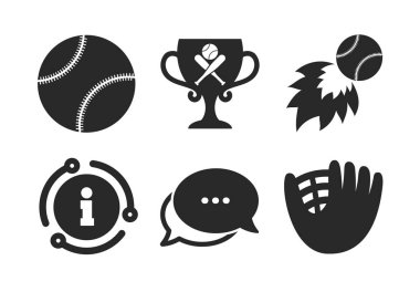 Beyzbol ikonları. Eldiven ve yarasa sembolleri ile top. Vektör