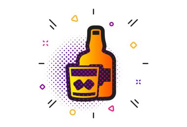 Buz küpleri simgesi ile viski cam. İskoç alkol işareti. Vektör