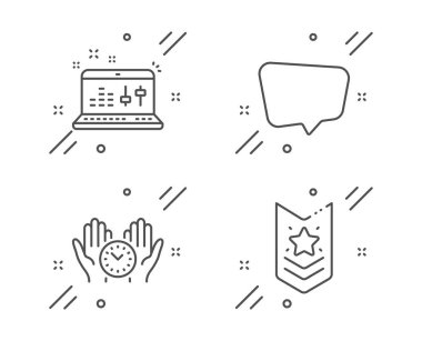 Sohbet iletisi, Güvenli zaman ve Ses denetim simgeleri ayarlanır. Omuz askısı işareti. Vektör