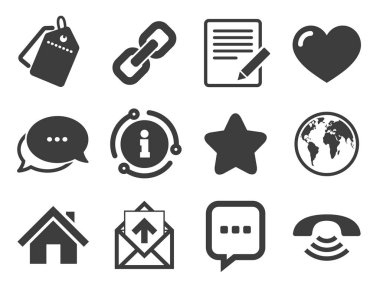 Postalar, iletişim simgeleri. İletişim işaretleri. Vektör