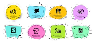 Temizlik hizmeti, Temiz t-shirt ve Yıkama bezi simgeleri ayarlayın. Vektör