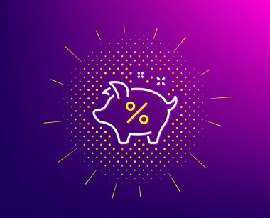 Kredi yüzdesi satır simgesi. Kumbara tabelası. Vektör