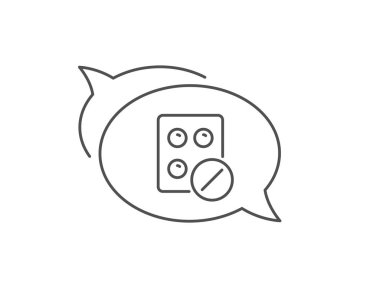 Tıbbi tablet satır simgesi. İlaç ilaçları işareti. Eczane ilaçları. Vektör