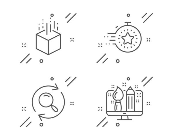 Set di icone Timer, Ricerca e Realtà Aumentata. Segno di design creativo. Vettore — Vettoriale Stock