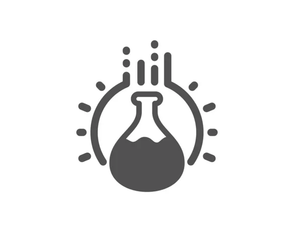 Chemie-Experiment. Laborkolben-Schild. Analyse. Vektor — Stockvektor