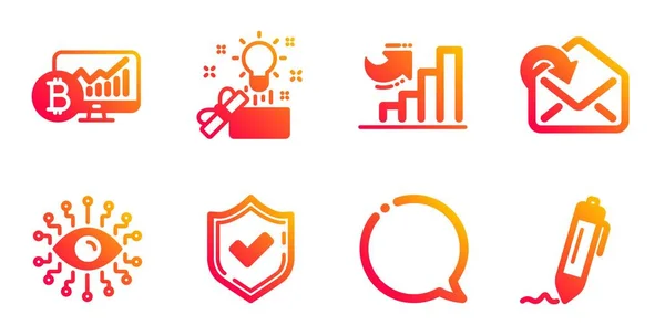 Conjunto de iconos de inteligencia artificial, recepción de correo e ideas creativas. Vector — Vector de stock