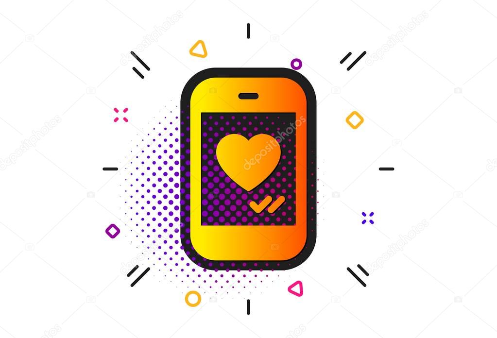 Phone with heart icon. Social media like. Vector