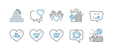 Love onu, Yummy gülümseme, Be true gibi Tatil simgeleri, Set. Vektör