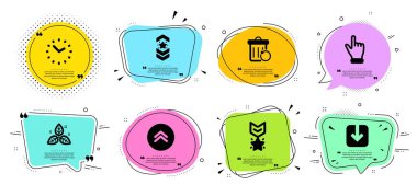 Kazanan madalya, Adil ticaret ve Omuz kayışı simgeleri ayarlayın. Kurtarma çöp, Zaman ve Tıkel işaretleri. Vektör