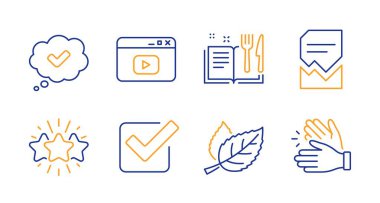 Bozuk dosya, Onay Kutusu ve Yıldız simgeleri ayarlandı. Onaylandı, Video içeriği ve Yaprak işaretleri. Vektör