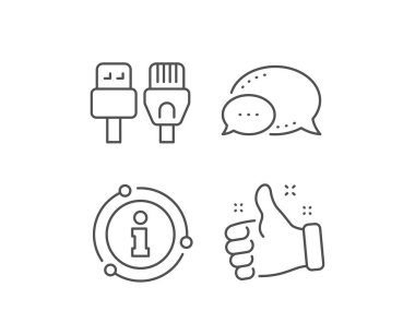 Bilgisayar kabloları satır simgesi. Usb, rj45 bağlantı telleri işareti. Vektör