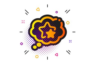 Sıralama yıldız konuşma kabarcık simgesi. Yıldız derecelendirme işareti. En iyi rütbe. Vektör