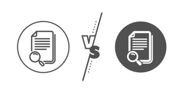 Arama dosyası satırı simgesi. Belge işaretini bulun. Vektör