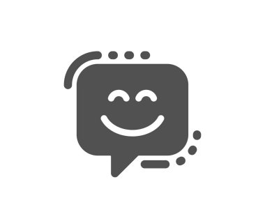 Gülümseme yüz simgesi. Mutlu ifade sohbet işareti. Konuşma balonu. Vektör