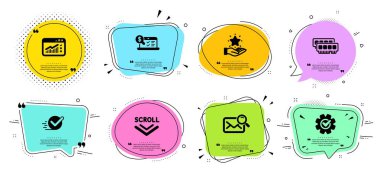 Sadakat programı, Onay Kutusu ve Arama posta simgeleri ayarlanır. Çevrimiçi muhasebe, Web trafiği ve İşaretleri aşağı kaydırın. Vektör