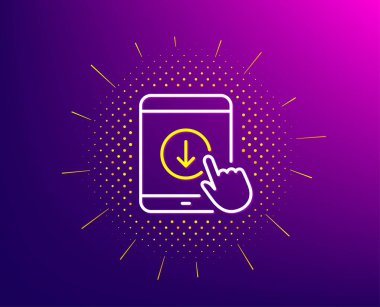 Tablet bilgisayar çizgi simgesini aşağı kaydırın. Kaydırma ekran işareti. Sayfayı kaydırın. Vektör