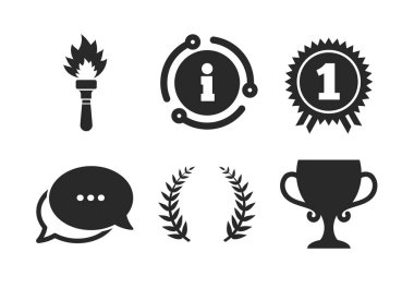 Birincilik ödülü kupa simgeleri. Kazanana ödül. Vektör